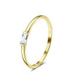 Plain Shaped Little Crystal Silver Ring NSR-4083